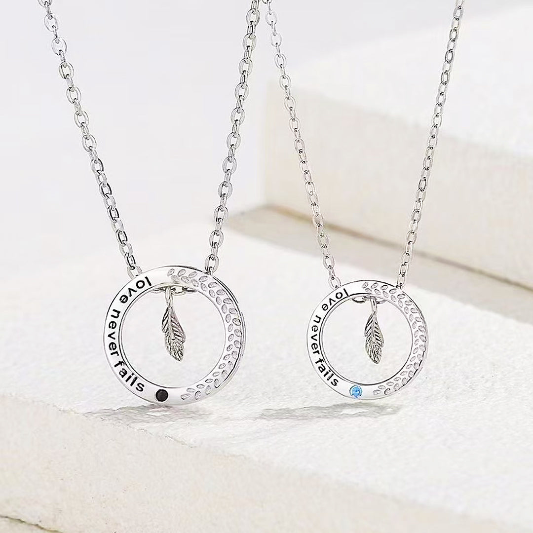 Eternal Plume of Love Couple Necklaces