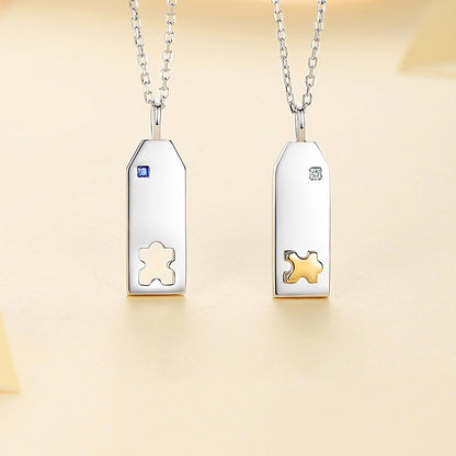 Puzzle Piece Hearts Couple Necklaces